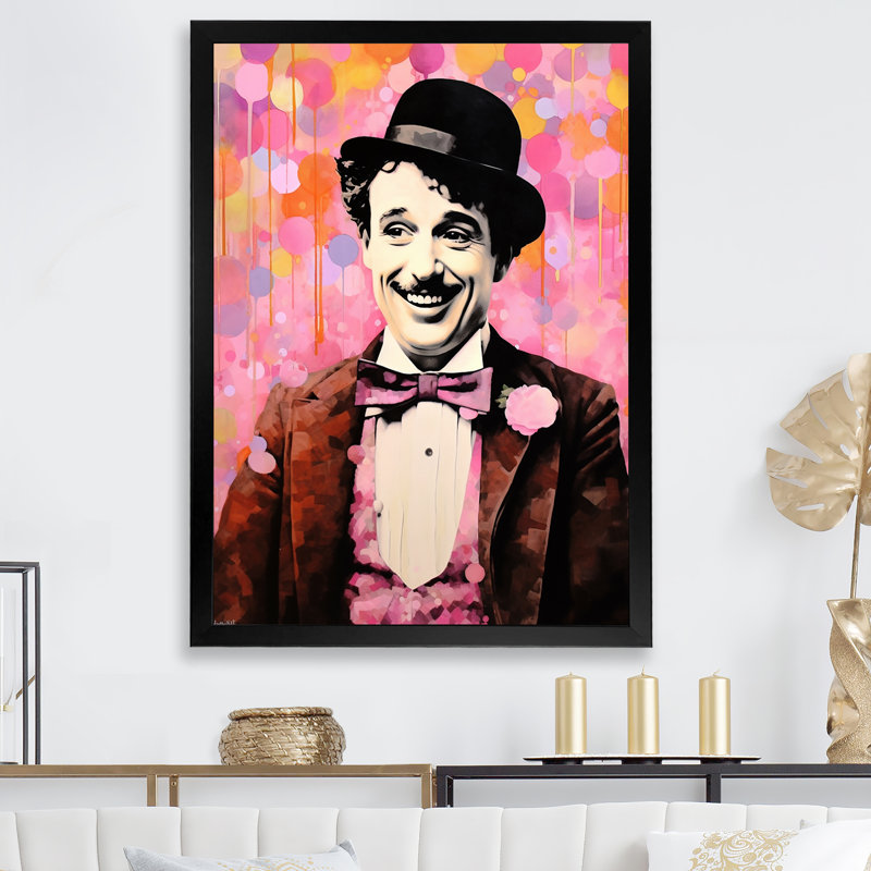 «Chocolate Chaplin III - Celebrity», reproduction sur toile_105726, H 32 po x l 24 po x P 1 po, Cadre photo noir