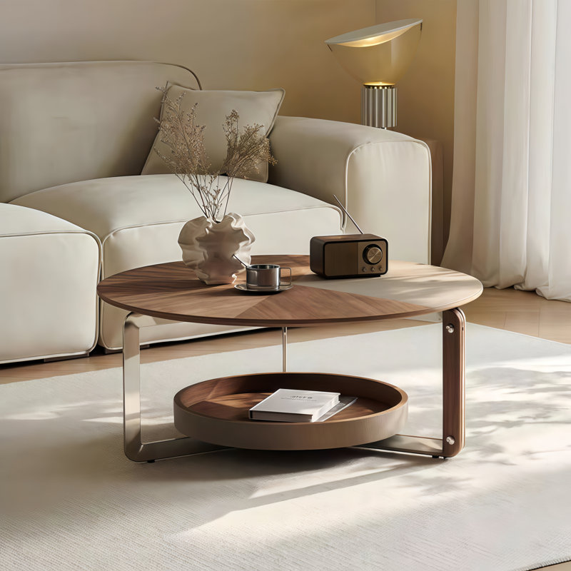 35" Frame Coffee Table With Storage Shelves