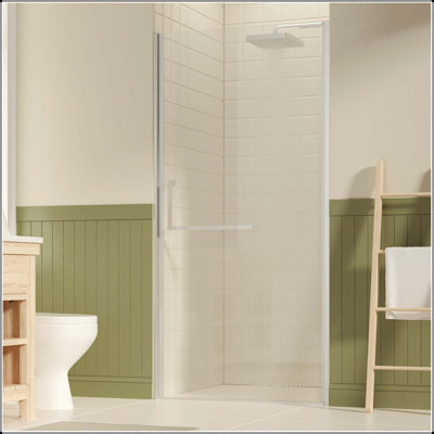 Porte de douche pivotante sans cadre avec verre trempé de 6 mm, revêtement Nano et film antidéflagrant - réversible