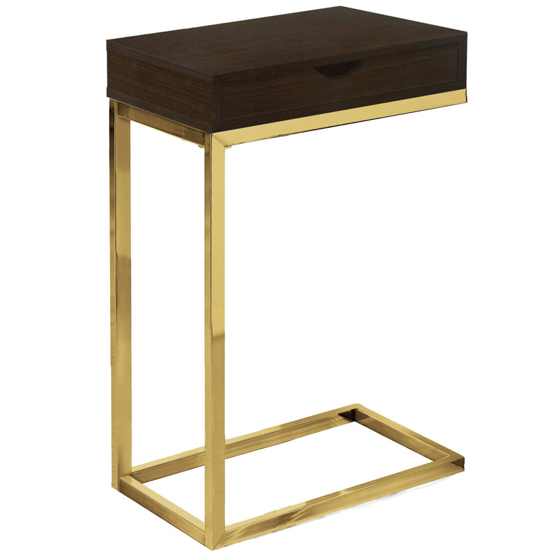 Table de bout Marybeth, Doré, Cappuccino, H 24,5 po x l 15,75 po x P 10,25 po