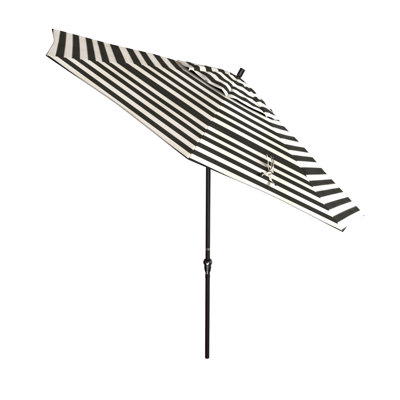 11' Bronze Patio Umbrella With Auto Tilt And Crank Lift In Cabana Classic Sunbrella