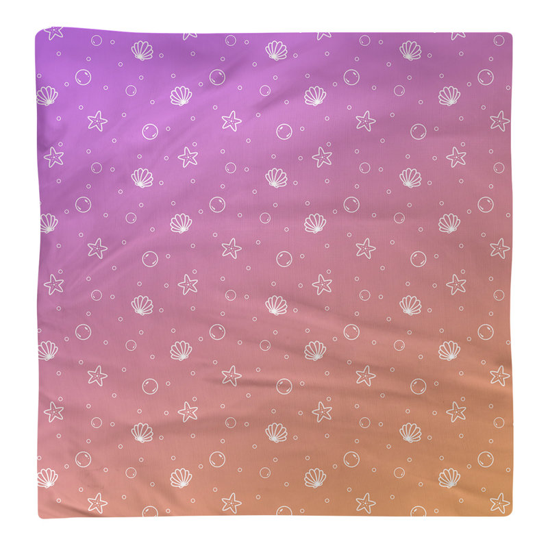 Serviette en coton à motif coquillage, Mauve et orange, H 0,1 po x l 10 po x P 10 po, Sergé de coton