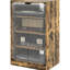 Armoire média rustique brun, 4 tablettes réglables, portes en verre, gestion des câbles pour console de jeu et de jeux vidéo