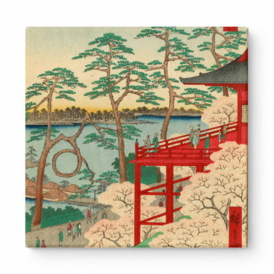 Kiyomizu Hall and Shinobazu Pond, Ueno (1856) — Square Canvas Wall Art