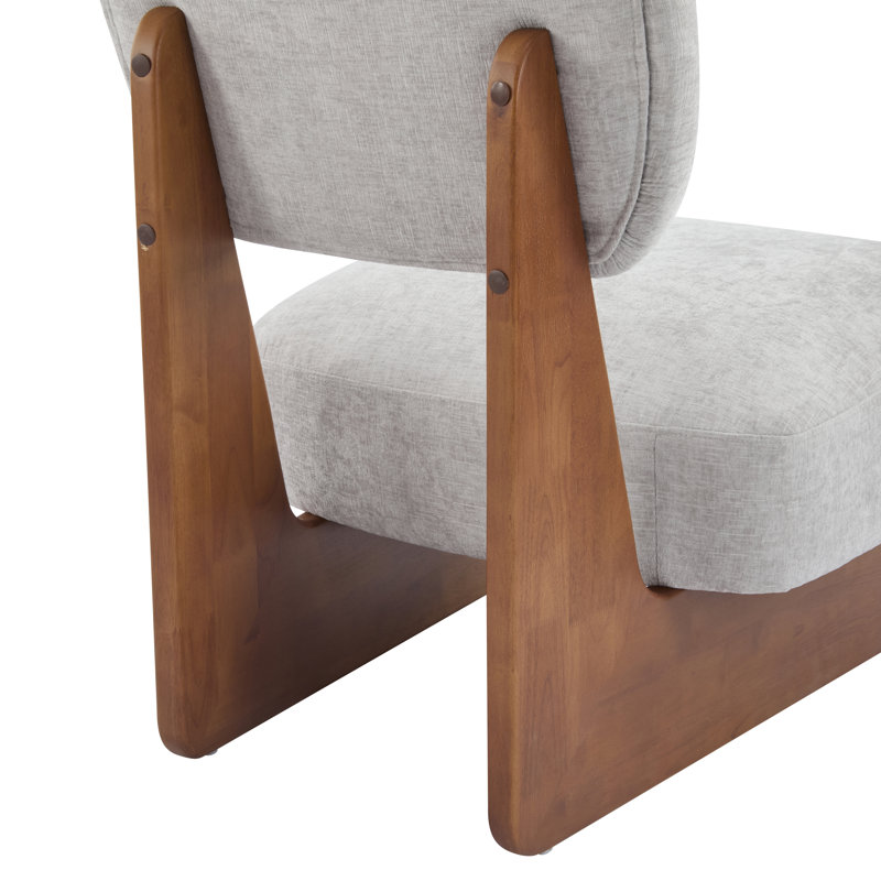 Chaises d'appoint rembourrées en tissu Vierra, Noyer, Gris clair