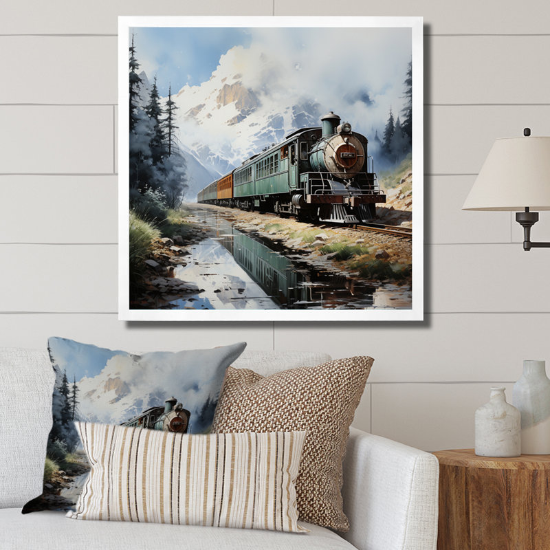 " Train Majestic Passage Pointillism I ", 30" H x 30" W x 1" D, White Single Picture Framed