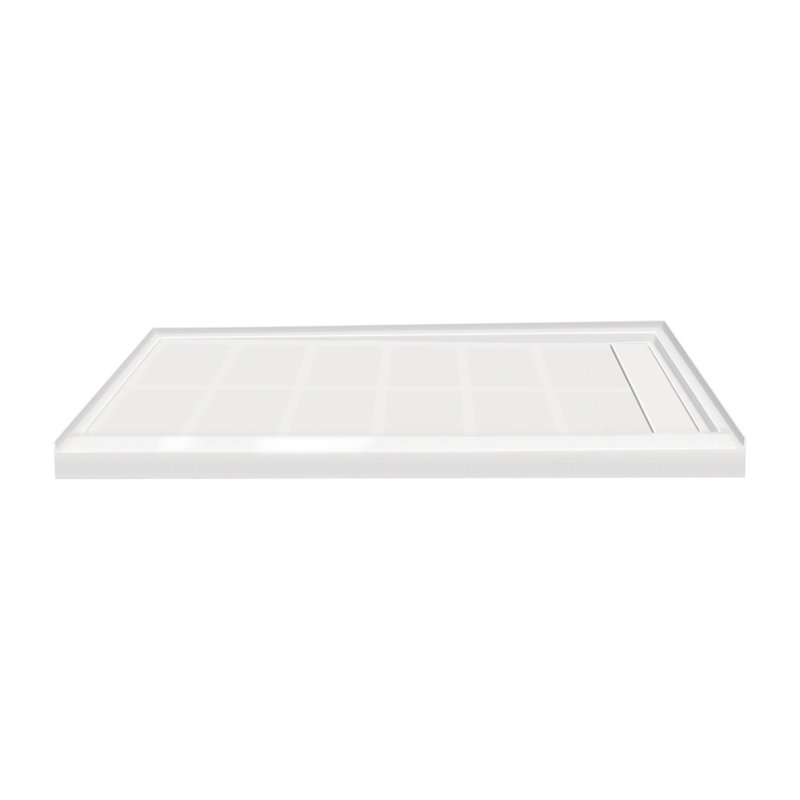 White Rectangular 60'' x 34'' Resin Shower Base with Right Drain