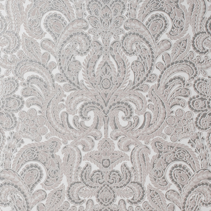 StrattfordAres 10.05m x 53cm 3D Embossed Metallic Finish Wallpaper Roll, Stone Grey
