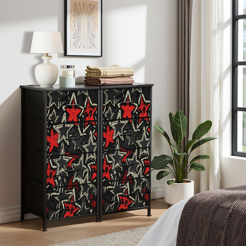 4 Drawer Dresser for Bedroom, Narrow Chest of Drawers, Wooden Top and Study Iron Frame 18"x37.5"-(WxH)