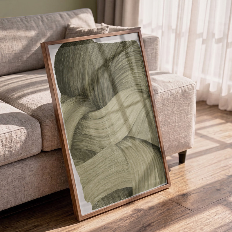 Linememory by Treechild — Abstract Wall Art, 24 × 36, Matted Framed Print, Black
