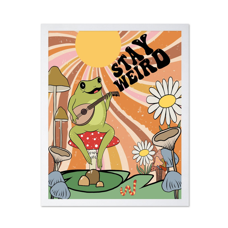Grenouille avec l'ukulélé, Poster, White Framed, 16"H x 20"W