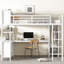 Grand lit mezzanine en métal avec garde-robe et bureau, blanc, uni, peu encombrant, facile à assembler pour les adolescents et les adultes, taille, garde-robe, robuste, économie-326383586