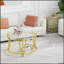 Table basse de luxe moderne en or 31,5 pouces, conception de couronne à pieds en acier inoxydable, table centrale en verre trempé transparent de 8 mm