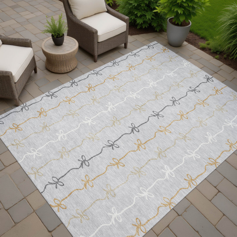 Machine Washable Indoor/Outdoor Chantille ACN2593 Kids Rug, Silver, 2'6" x 3'10"