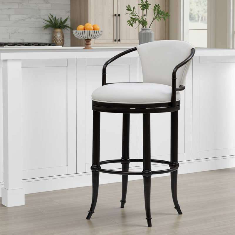 Tabouret de bar pivotant à hauteur de comptoir Conti, Blanc, Tabouret de comptoir (siège d'une hauteur de 26 p