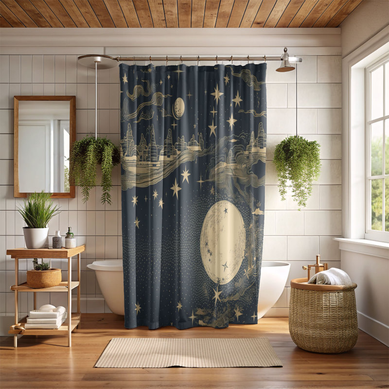 Moonlit Tranquility - Premium Shower Curtain, 74"H x 71"W