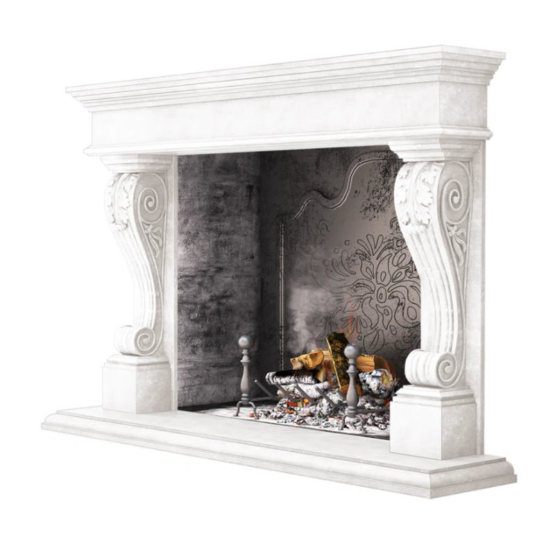 Venice Fireplace Surround, Travertine White