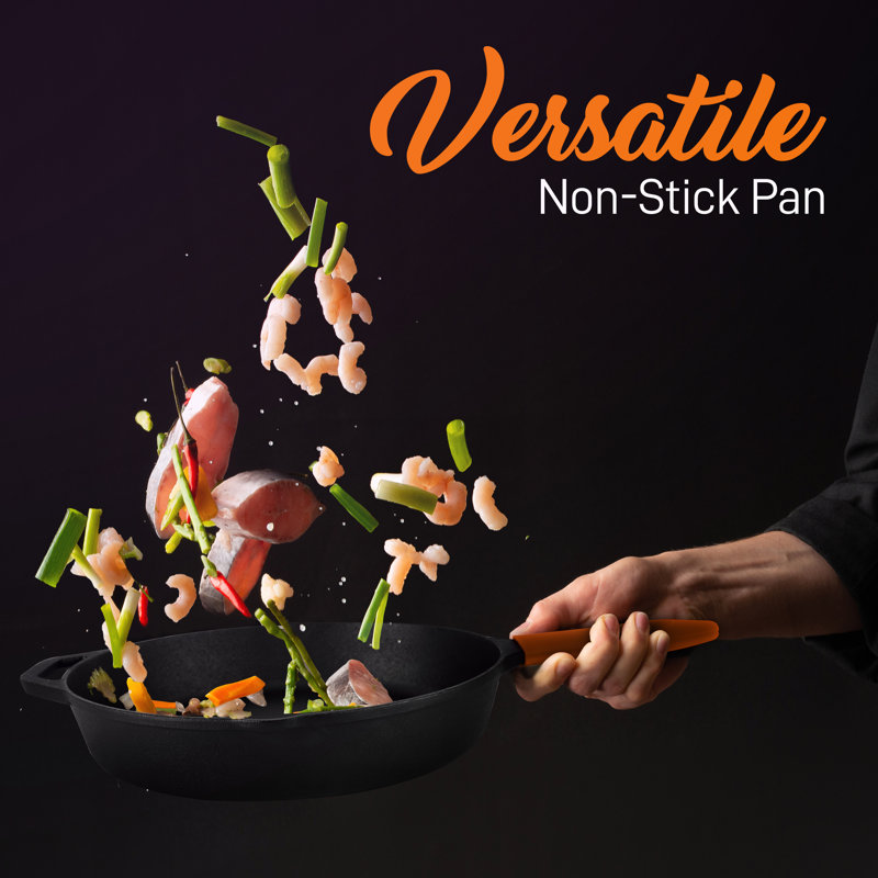 NutriChef Seasoned Cast Iron Non-Stick 2 Piece Skillet Set