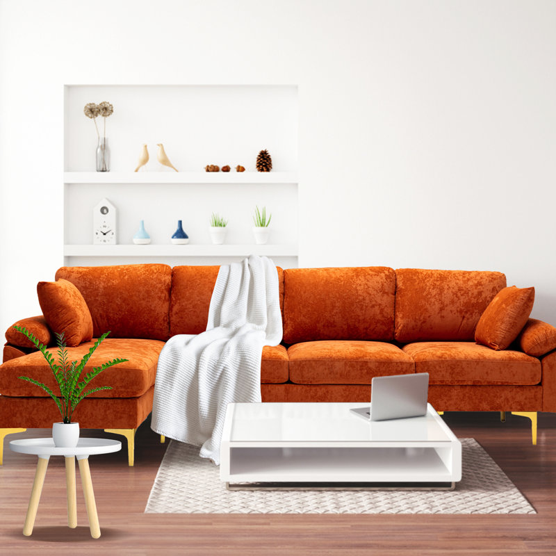 Canapé modulaire 6 pièces Ajon, Mélange de polyester orange