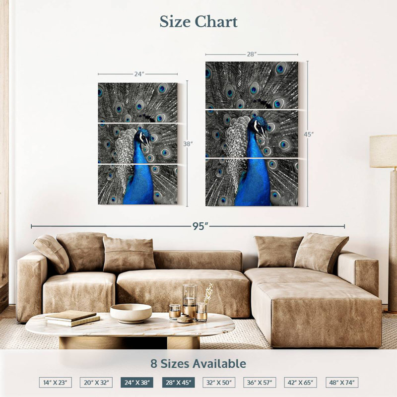 Brampt Close Up Blue Peacock, 45" H x 28" W
