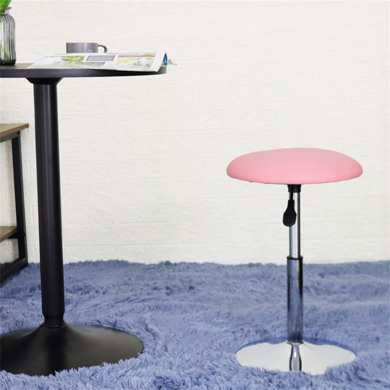 URBNLIVING Swivel Upholstered Adjustable Height Counter Stool with Metal Frame, Pink