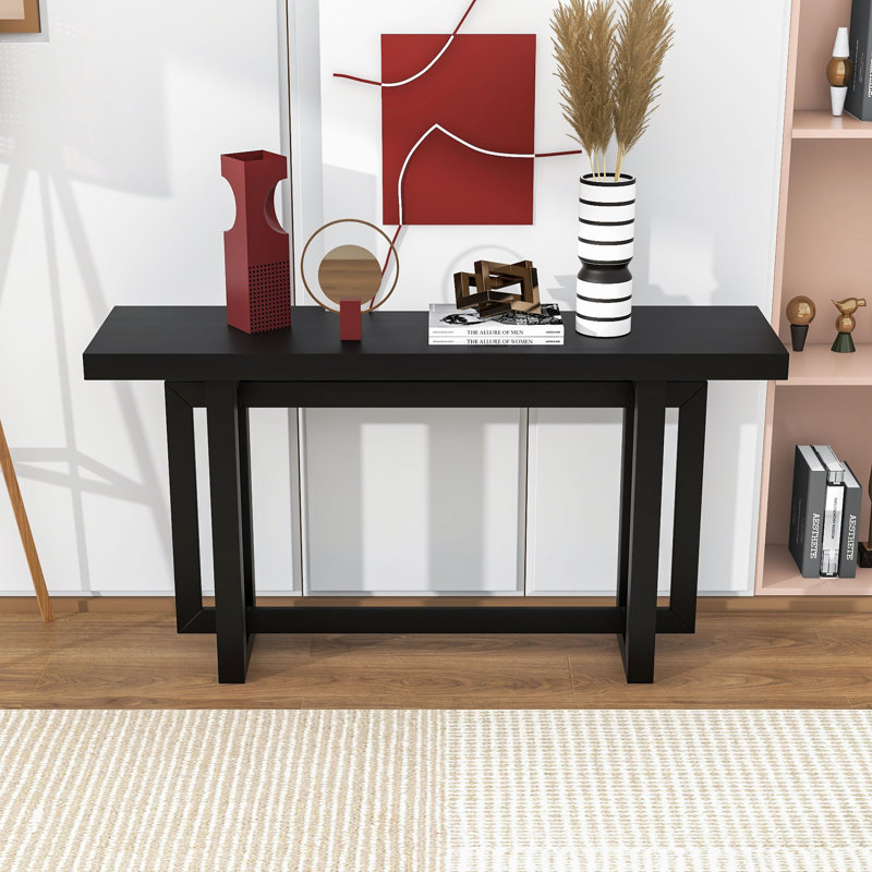 Rectangle Design Entryway Table With Pine Veneer, Black