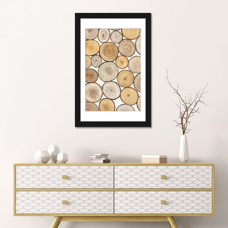 " Tree Ring Study I " by Timothy O' Toole, 32" H x 24" W x 1" D, Black Framed Fine Art Paper, White