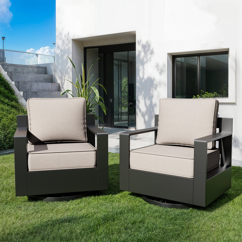 Ensemble de 2 chaises de patio avec coussins, Beige