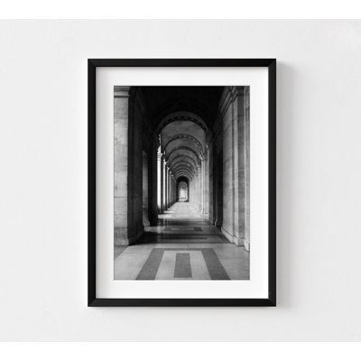 Black And White Arches Photography, Framed Architecture Photo, Black And White Architecture Oversized Wall Art, Dark Corridor Photography