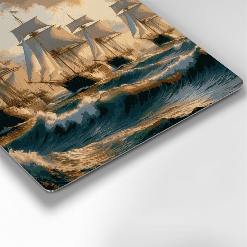 Art mural en métal nautique goélettes marines, 8" H x 8" W