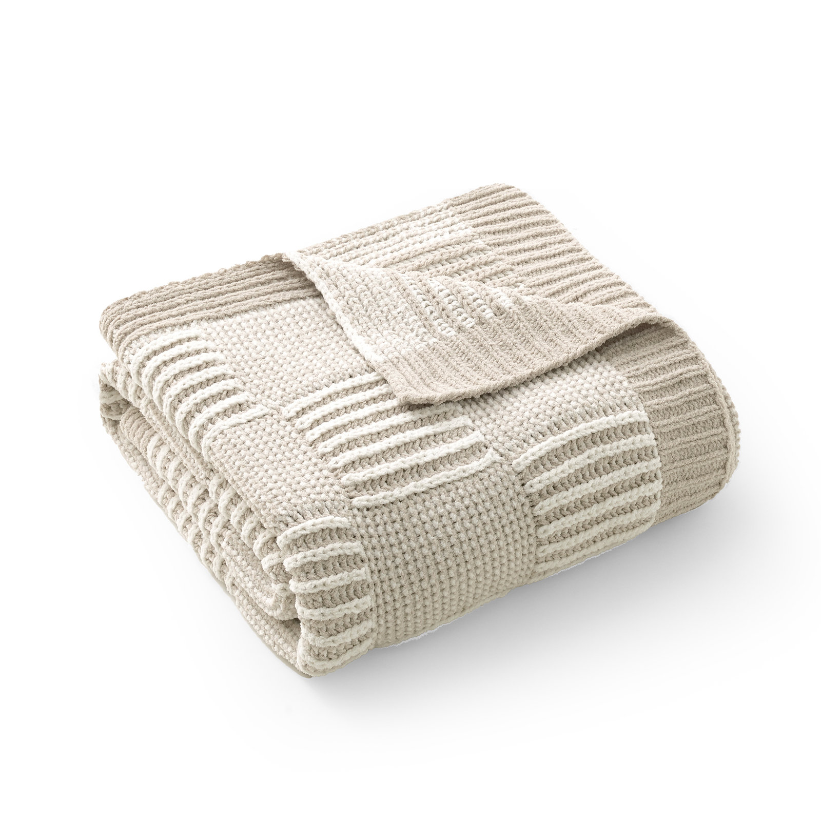 Amélie Home Chenille Throw Blanket (Beige/White)