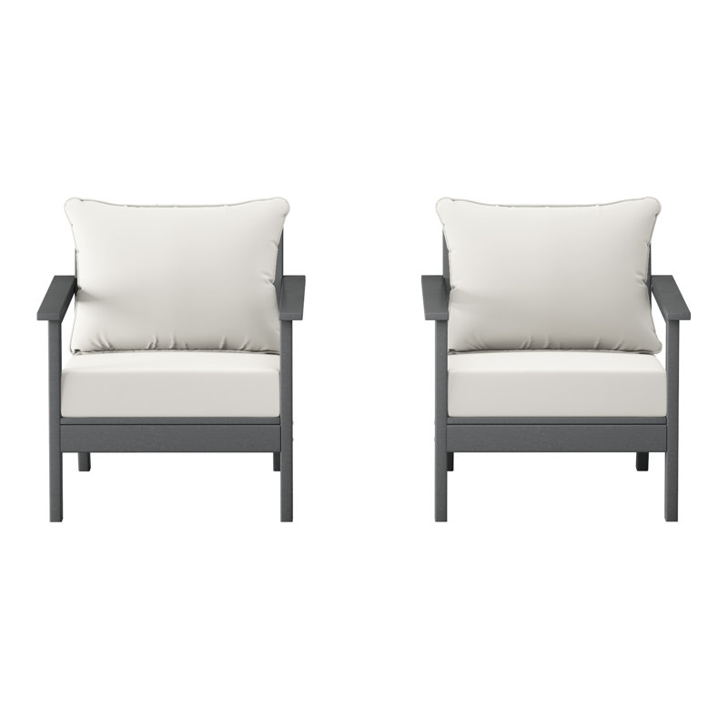 Chaise profonde avec coussins (ensemble de 2), Gris, White