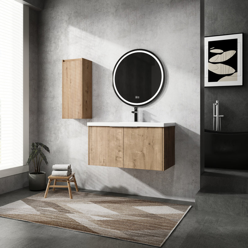 Meuble-lavabo de 30 po avec lavabo et armoire latérale Fianna - Meuble-lavabo de luxe, finition, eau, 36"