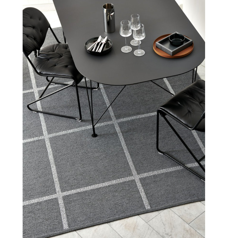 Tapis Ada, Gris foncé / ivoire, Tapis de couloir 2 pi 3 po x 7 pi 6 po