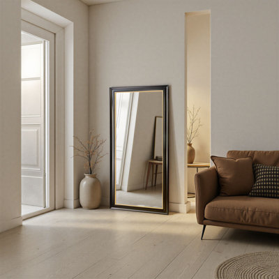 Georgian Tall Black Bevelled Mirror