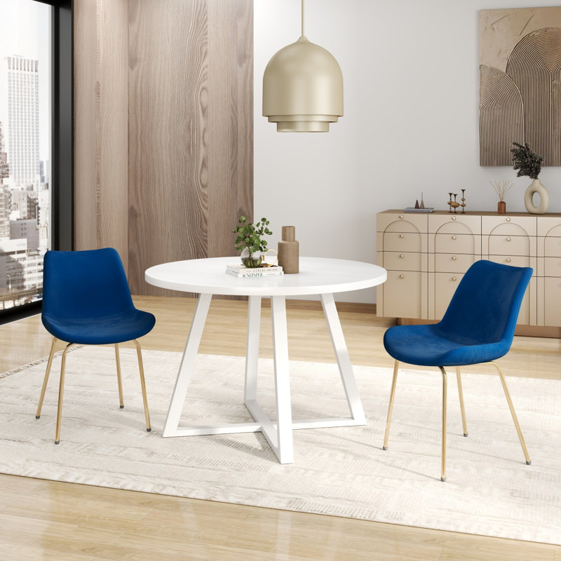 Ensemble de salle à manger avec table à tréteaux et chaises d'appoint Avant, Bleu