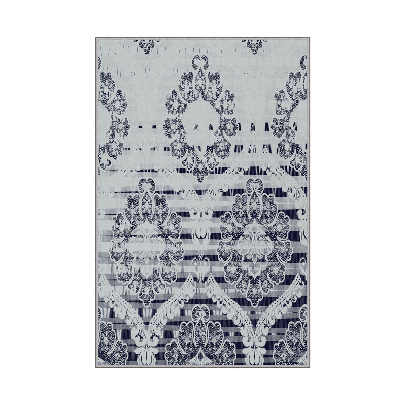 Elegant Hall Carpet, 3D Digital Print Design, 3.9 x 4.9 ft | 100% Polyester, Antibacterial, Non-Slip PVC Dot Underside, Pile Height: 0.04 in, Machine Washable, Perfect for Living Room & Entryway Decor