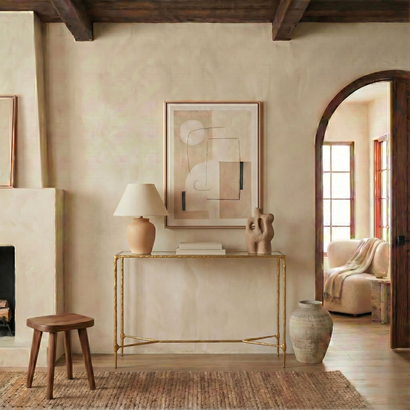 Sewall Metal And Glass Console Table, Brass
