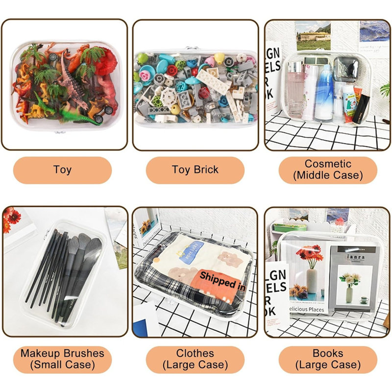 Transparent Double Zipper Bag Travel Toiletry Storage Bag Set Of Three