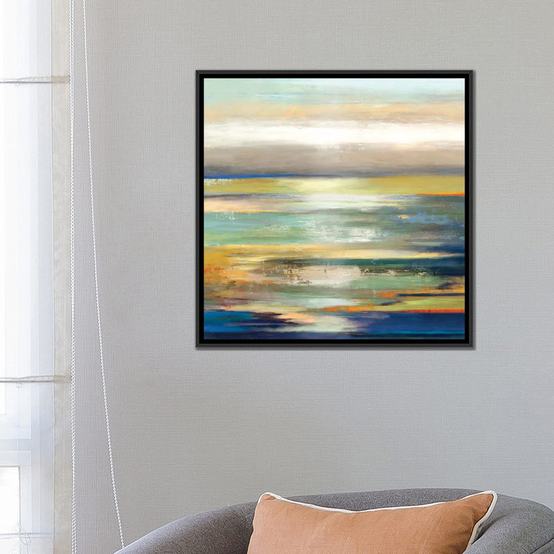 « soirée marée i », impression sur toile, H 18 po x l 18 po x P 1,5 po, Toile avec cadre noir, Pas de tapis