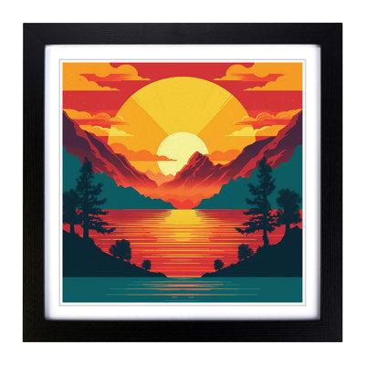Sunrise Retro Art - Framed Print