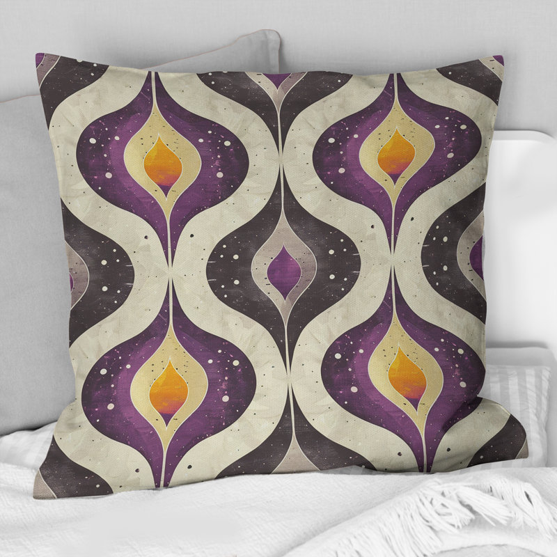 Coussin décoratif jaune quadrilobe Elegance II - Mid-Century, H 16 po x l 16 po