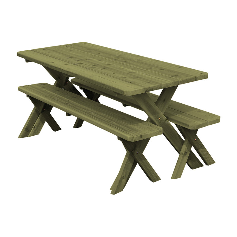 Table de pique-nique rectangulaire Guertin, Teinte tilleul, L 94 po x l 27 po x H 30 po