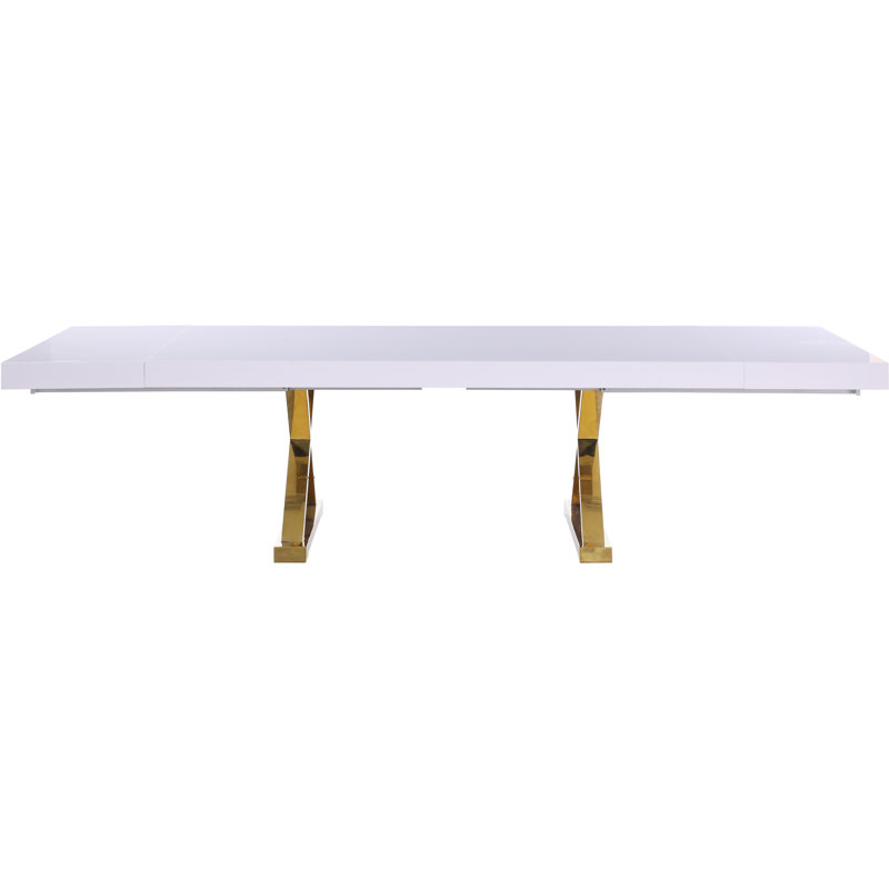 Woolum Metal Base Dining Table, White, Gold