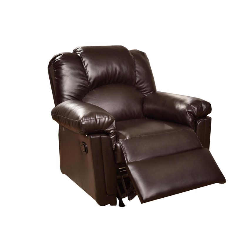 Brincken Faux Leather Recliner, Dark Brown Faux leather