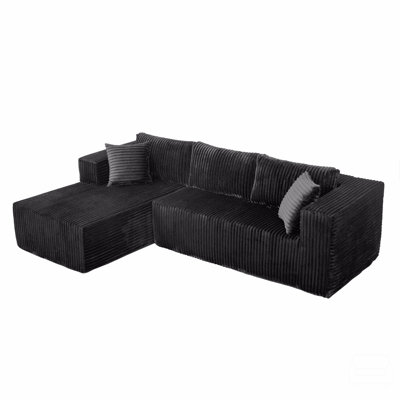 105" L-Shaped Modular Compression Sofa, Plush Upholstery, All-Foam Structure (No Springs), Vacuum-Packed, Space-Saving