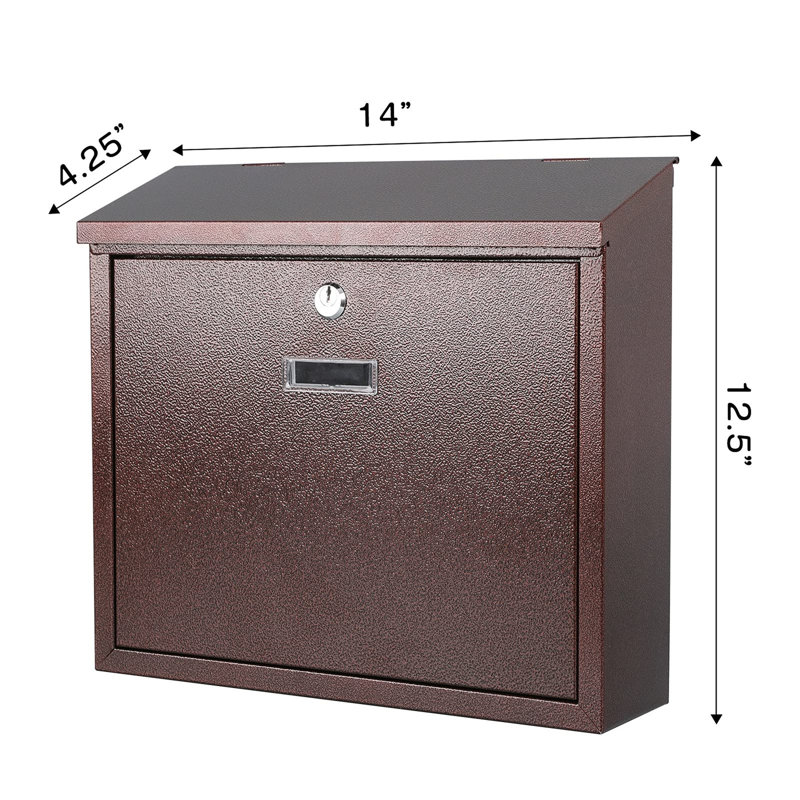 Boîte aux lettres verrouillable fixée au mur, Brun