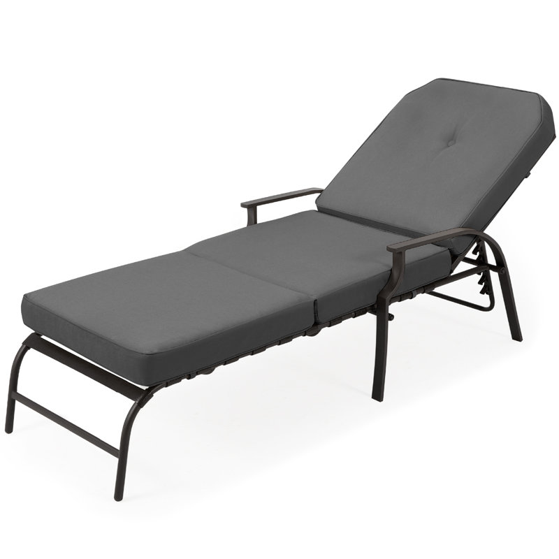 Adjustable Outdoor Chaise Lounge Chair, Grey