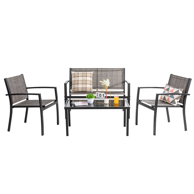Arantxa 4 - Person Patio Conversation Set, Light Brown