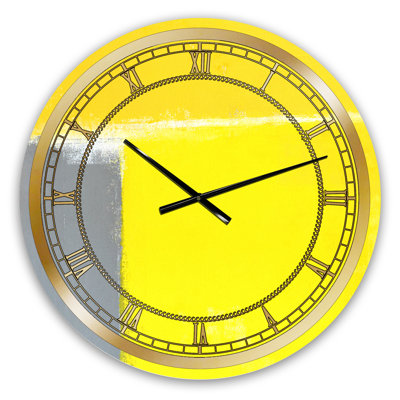 Gris et jaune bleu abstrait - horloge murale moderne